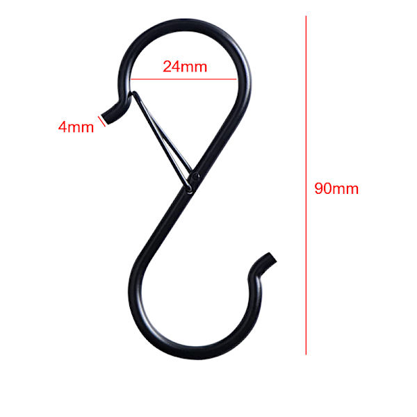 10 Stk S Metalkrog Rustfrit Stål Metal Bøjler Hængekroge black 10pcs