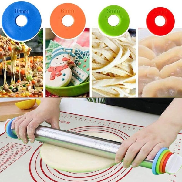 Bakning Cookie Bakverk Pizza Kavel Bakning Bakelse Mat Set red Silicone pad and rolling pin