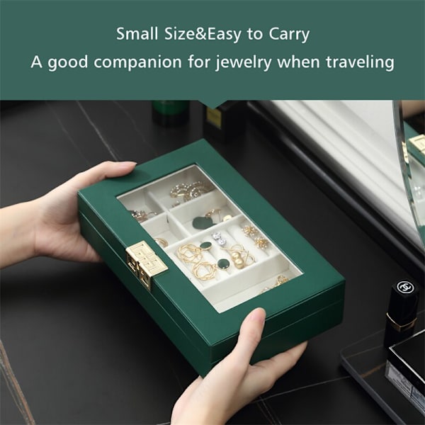 Transparent smyckeskrin Organizer Lyx PU-läder presentförpackning 1pc