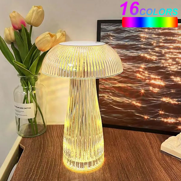 Creative Crystal Bordlampe Touch Mushroom Night Light USB 15.5*25.5cm