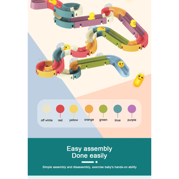 Babybadelegetøj DIY Marble Race Run Samling Track Badeværelse colorful 66pcs