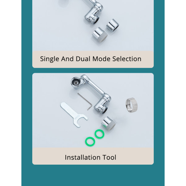 Universele multifunktionell vridbar kranförlängare single mode