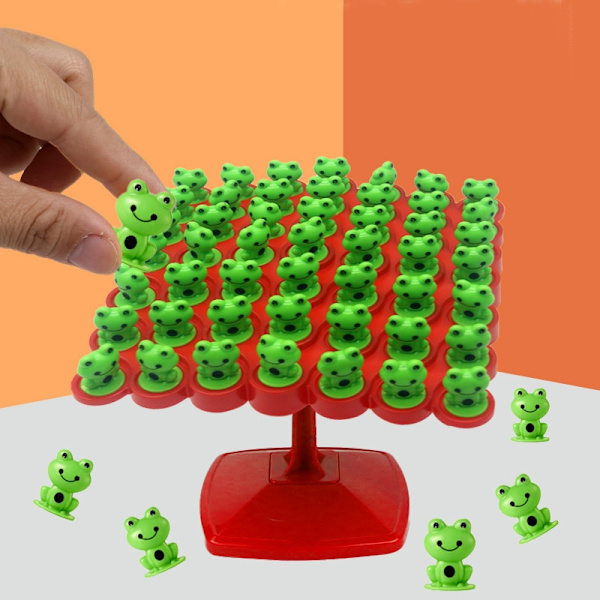 Montessori Math Legetøj Frø Balance Træ Pædagogisk green+red 32*17.5*3cm(packaging)
