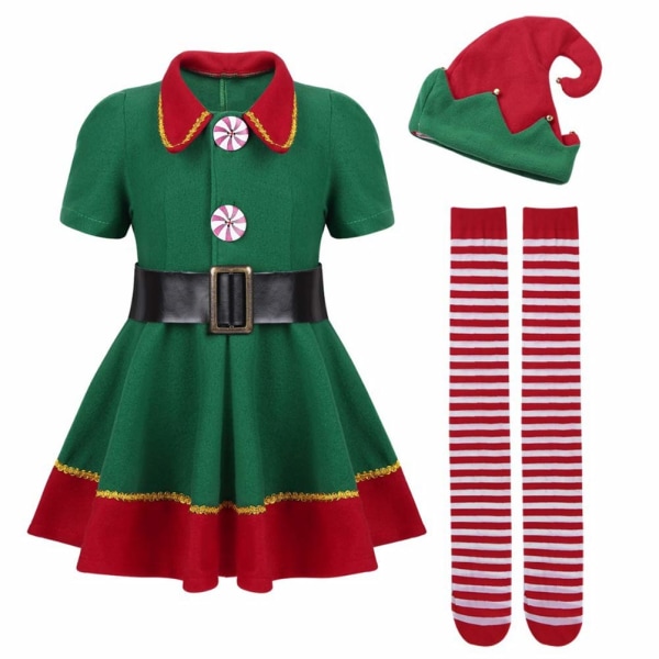 Jul Kostym Xmas Elf Outfit Jul Fancy Dress Hat boys 150