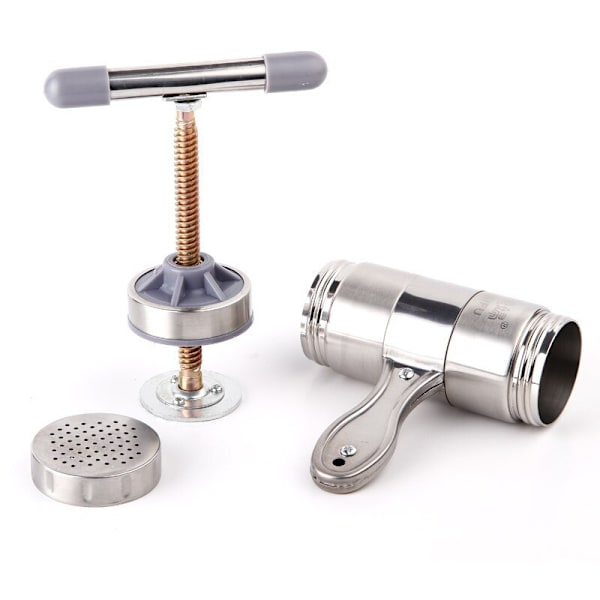 Manuel nudelmaskine i rustfrit stål Press Pasta Machine Cutter silver With 5 moulds
