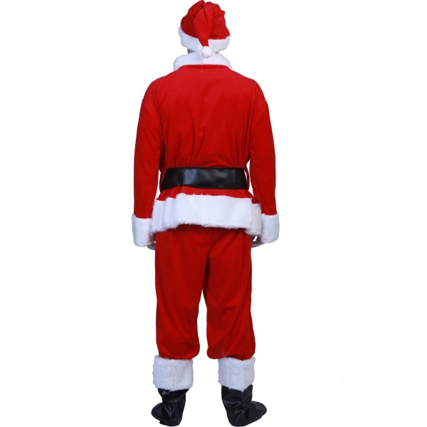 Jultomtekostym 7 st Julkomplett utklädningsdräkt för vuxen Cosplay tomtedräkt plus santa l(160-178cm)