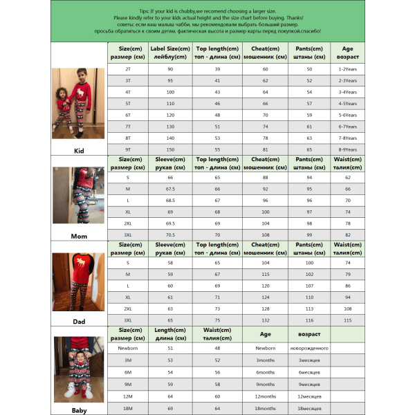 Familj Jul Pyjamas Set Varm Vuxen Barn Flickor Pojke Mamma Sovkläder Mor Dotter Kläder Kid-8T