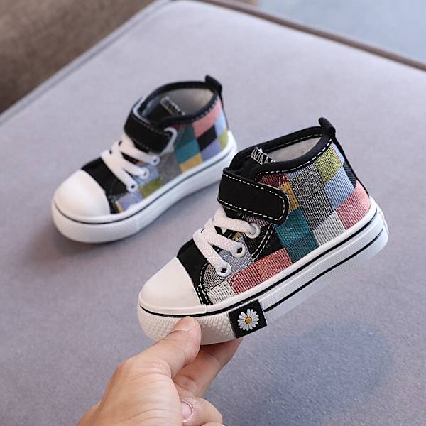 Barn Sneakers Barn Casual Skor Pojkar Flickor Canvas Skor High Top black 23