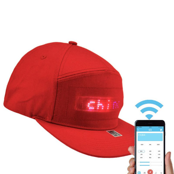 Unisex Bluetooth LED Mobiltelefon APP Styrd basebollhatt red 26*20*11cm