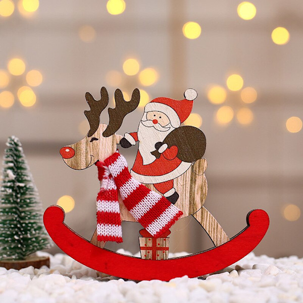 Juldekorativa träglasleksaker Jultomten Älg hemprydnadsdekor Large Snowman 1pc