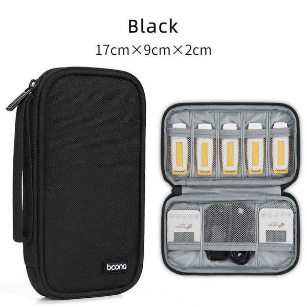 Elektronisk datakabel mini förvaringsväska multifunktionell resa black single layer