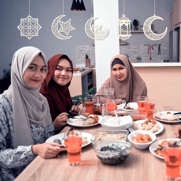 10 st trähänge Ramadan Eid Mubarak dekorationer