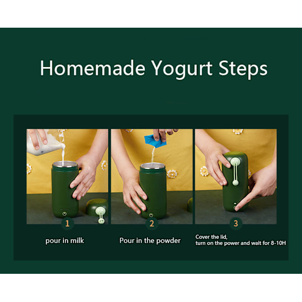 3 Gear Mini Yoghurt Maker Husholdning DIY Automatisk Yoghurt Maker green 280ml