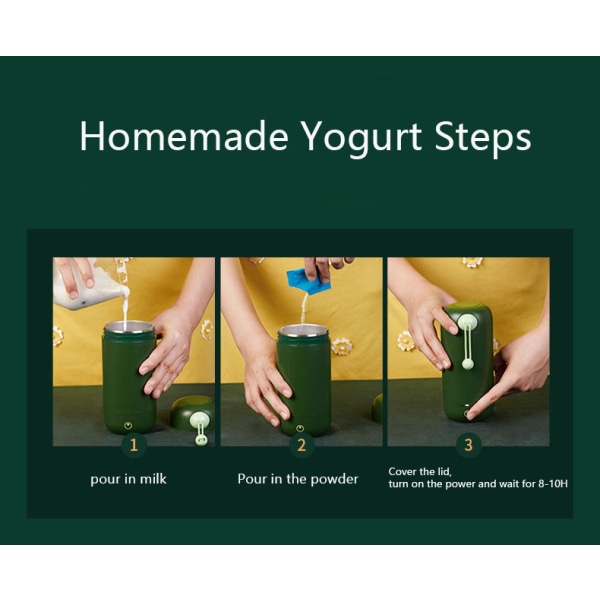 3 Gears Mini Yoghurt Maker Hushålls DIY Automatisk Yoghurt Maker green 280ml