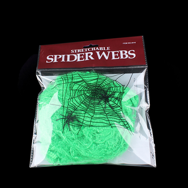 3 stk Halloween Skræmmende Fest Scene Rekvisitter Dekoration Hvid Elastisk spindelvæv edderkoppespind Green 3pcs