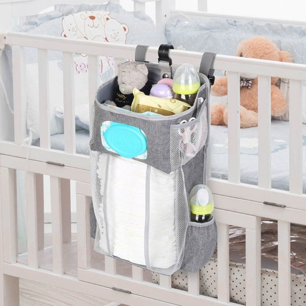 Blöjastaplare Hängande förvaringsväskor för blöjbarnbarn Gray 44.6*23*16cm