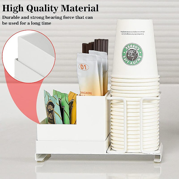 Engangskopholder Creative Desktop Papirkopopbevaringsstativ Take Cup Stativ Kontor Tepose Kaffe Kapsel Organiseringsboks White