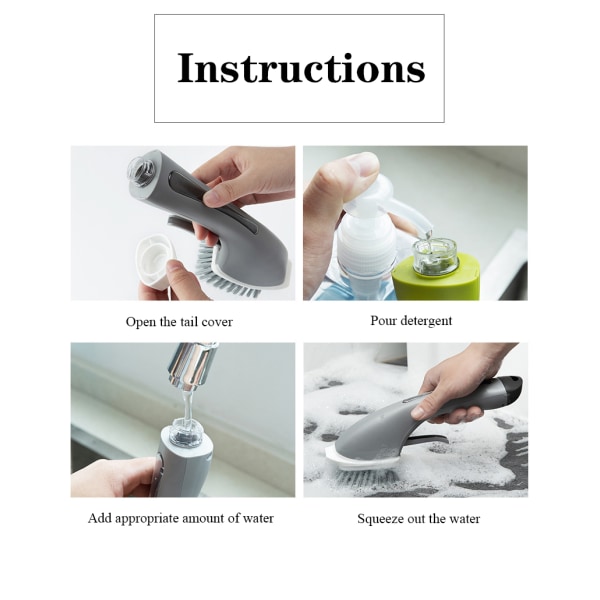 Multifunktions køkkenrengøring Langt håndtag opvaskebørste gray