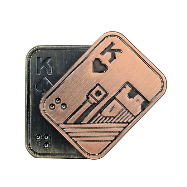 Metal Poker Push Card Legetøj Novelt Fidget Toys Spinning Top Dekompressionslegetøj Silver