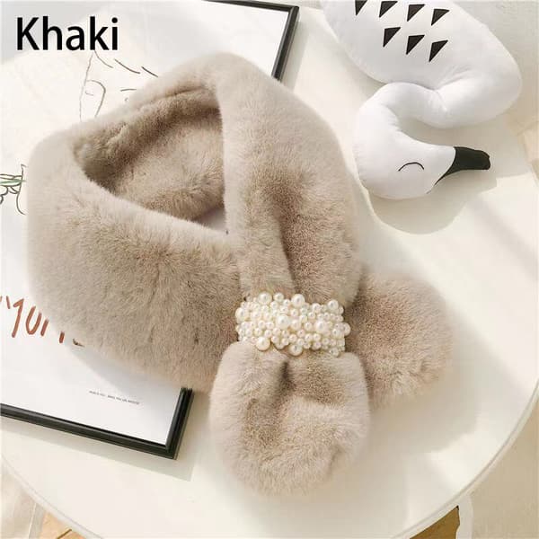 Pearl Buckle Dam Crossover Warm Scarf camel