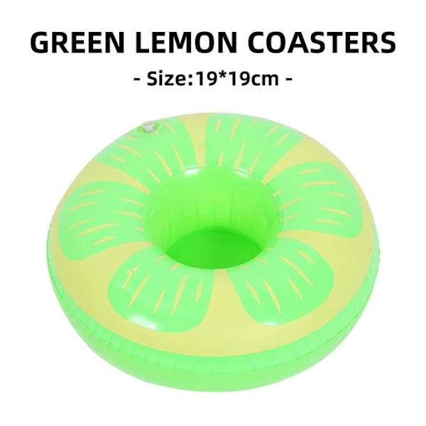 Vand Coasters Flydende oppustelig kopholder Svømmebassin Drikke Float Legetøj green lemon
