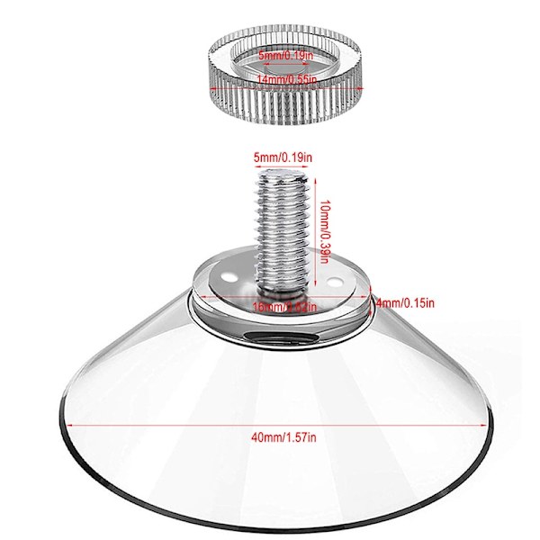 10 kpl M4 ruuvikumiimukuppi peukaloruuvi imukupit läpinäkyvät imukupit 32mm