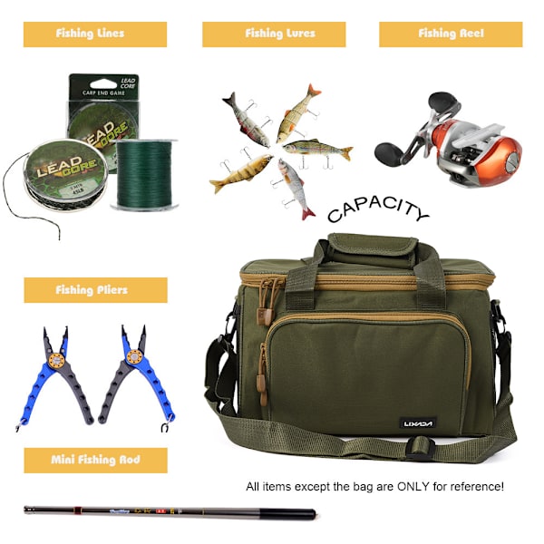 Multifunktionell fiskeväska utomhus vattentät army green