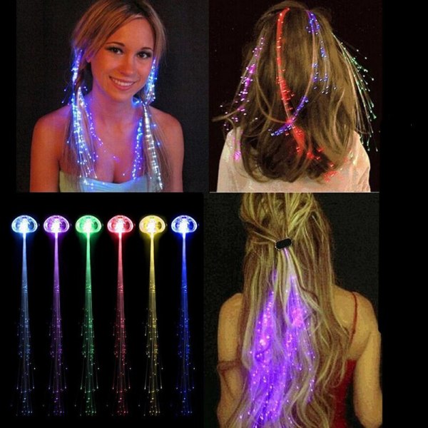 Glødende hår fletning julepynt LED pandebånd Fest blue 5pcs