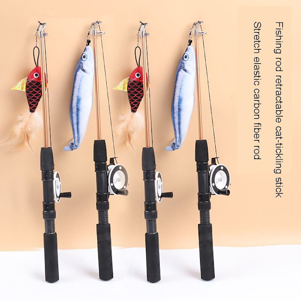 Fiskspö Feather Cat Accessories Interaktion Lindra tristess Liten fisk Kattleksak Clownfish