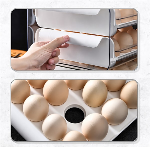 32 Grid Egg Skuffe Køleskab Transparent opbevaringsstativ Orange