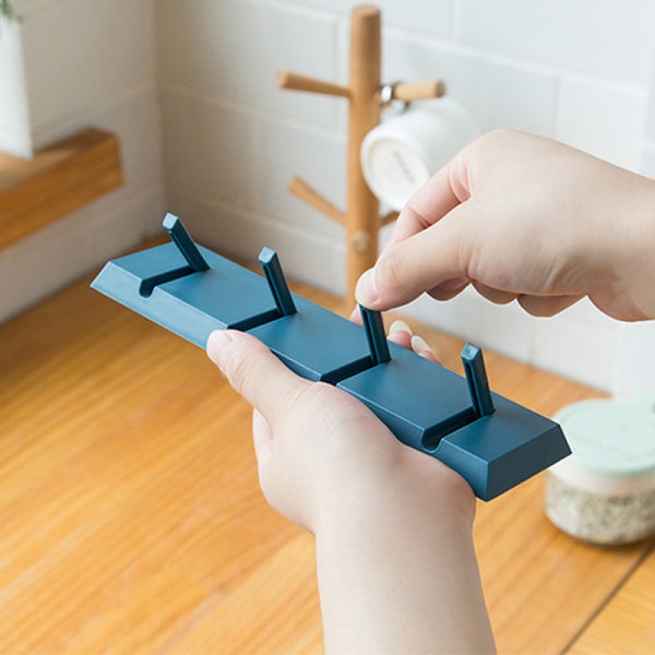 Køkken Badeværelse Opbevaring Strong Sticky 4 Hook blue 21*5.5cm
