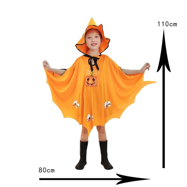 Halloween barndräkt Cape kostym Häxa pumpa hatt red 80*110cm