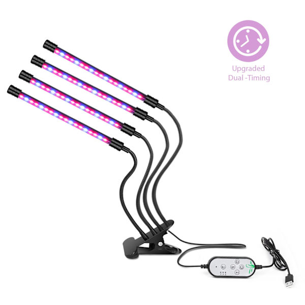 2/4 LED Grow Light USB Phyto Lamp Fuldt spektrum til planter 4 Heads USB Port