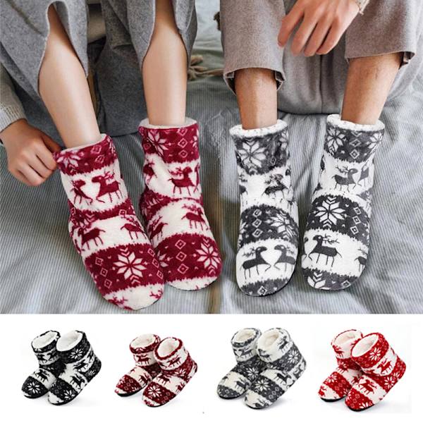 Damtofflor Coral fleece Päls Ankelboots Varma inomhusskor Wine red 25cm (36-38 EU)