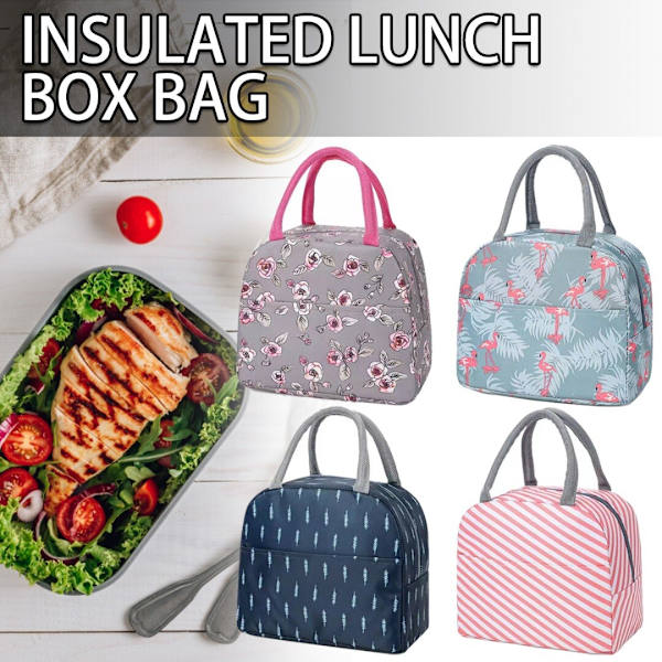 Lunchbox Förvaringsväska Cooler Skol Picknick Handväskor Lunchbox Thermal Bag flamingo