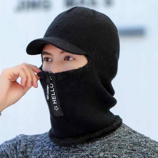 Talvi Neulottu Hat Vetoketju Lisää Turkisvuorattu Lämminlieriset talvihatut light gray free size