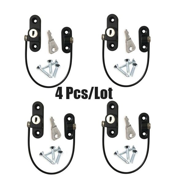 4 Stk Baby Sikkerhedsvindue Låse Rustfri Børne Vindue Restrictor Spædbørns Sikkerhedslås Black 1PC