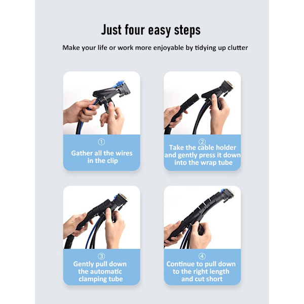 Flexibelt spiralrörskabelskydd för organizer black 8mm