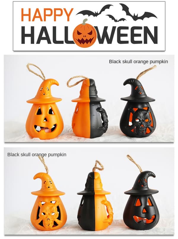 Halloween Pumpkin Lantern Led riippuva Ghost Lantern lamppu black 2pcs