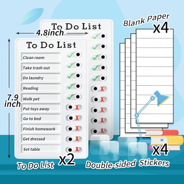 2 bitars sysslorschema för vuxna att göra Lista Mina sysslor Checklista Uppgiftstavla Glidande rutinschema för barn Rv-påminnelse