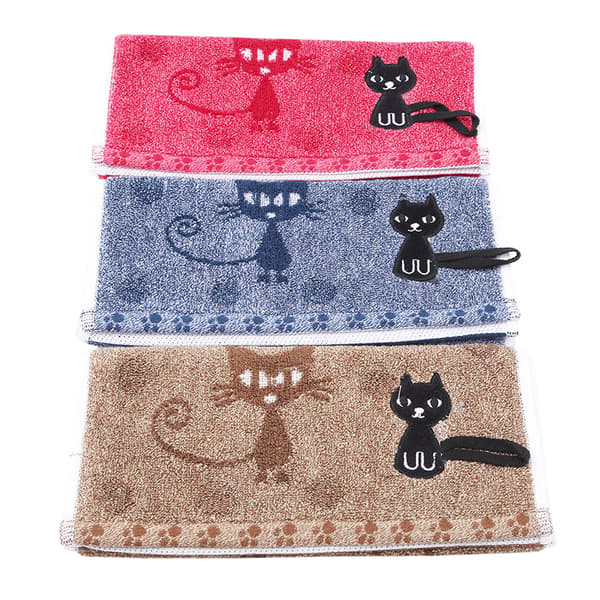 Söt katt 100 % bomull, solid handduk Snabbtorkande mjuk brown 50*25cm