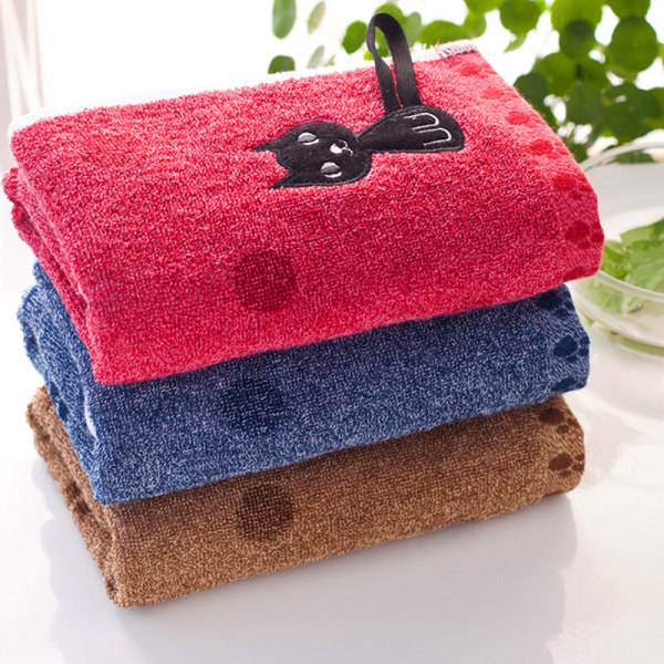 Söpö kissa 100 % puuvillainen kiinteä pyyhe nopeasti kuivuva pehmeä blue 50*25cm