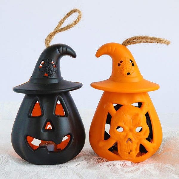 Halloween Pumpa Lantern Led Hanging Ghost Lantern Lamp orange 2pcs