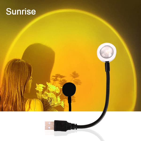 USB Sunset Rainbow Lamp Projector Mood Light purple+blue 18cm