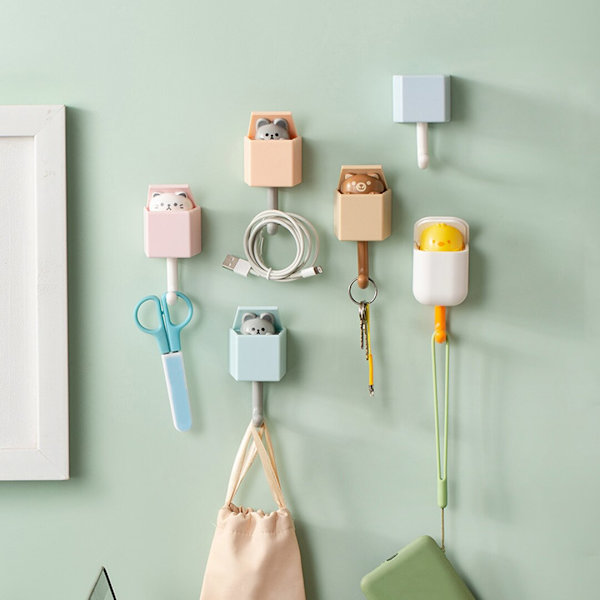 1 stk Soveværelse Dør Hangers Kroge Nøgle Paraply Håndklæde Cap Frakkestativ Vægdekoration yellow chicken
