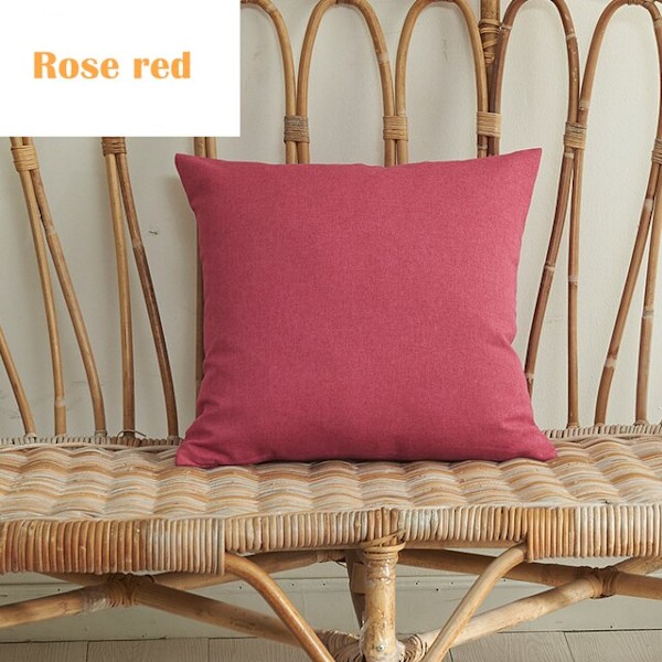 Solid vandtæt pudebetræk Enkel ren farve farvet polyester pudebetræk Vandtæt dekorativ pudebetræk til sofa Rose red 45X45CM