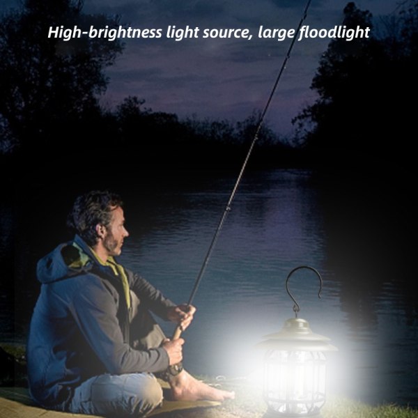 LED campinglykta hängande tältlampa Retro bärbar lampa Army green rechargeable type