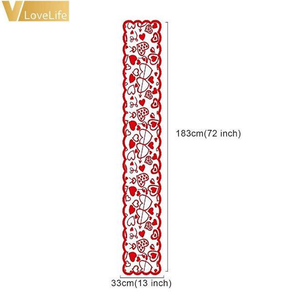 Bordløber Kærlighedshjerte Dugløber Luksus Amorpil red 33x183cm