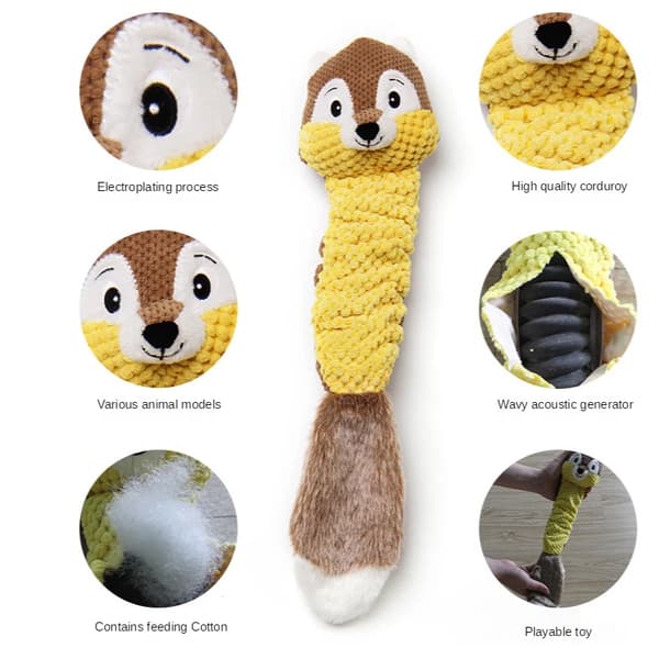 Animal Series Plyslegetøj Interactive Sounding Bite Resistant yellow&brown squirrel
