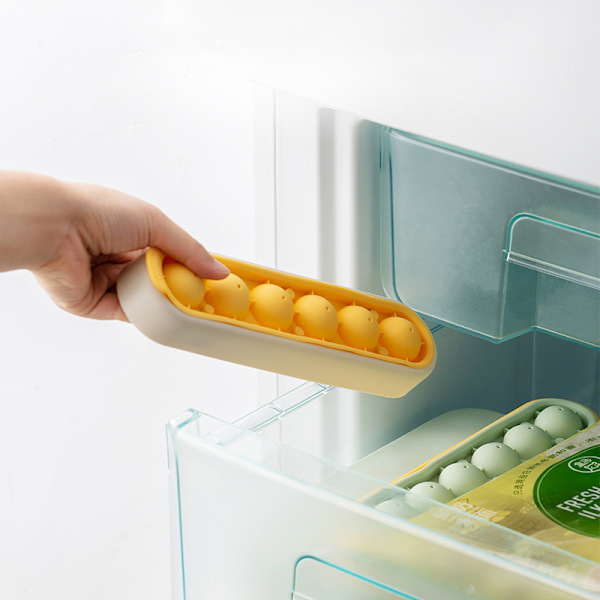 6 Grids Ice Cube Bakke Med Låg Rund Ice Ball Maker Form yellow-gray 22*5.5*3cm
